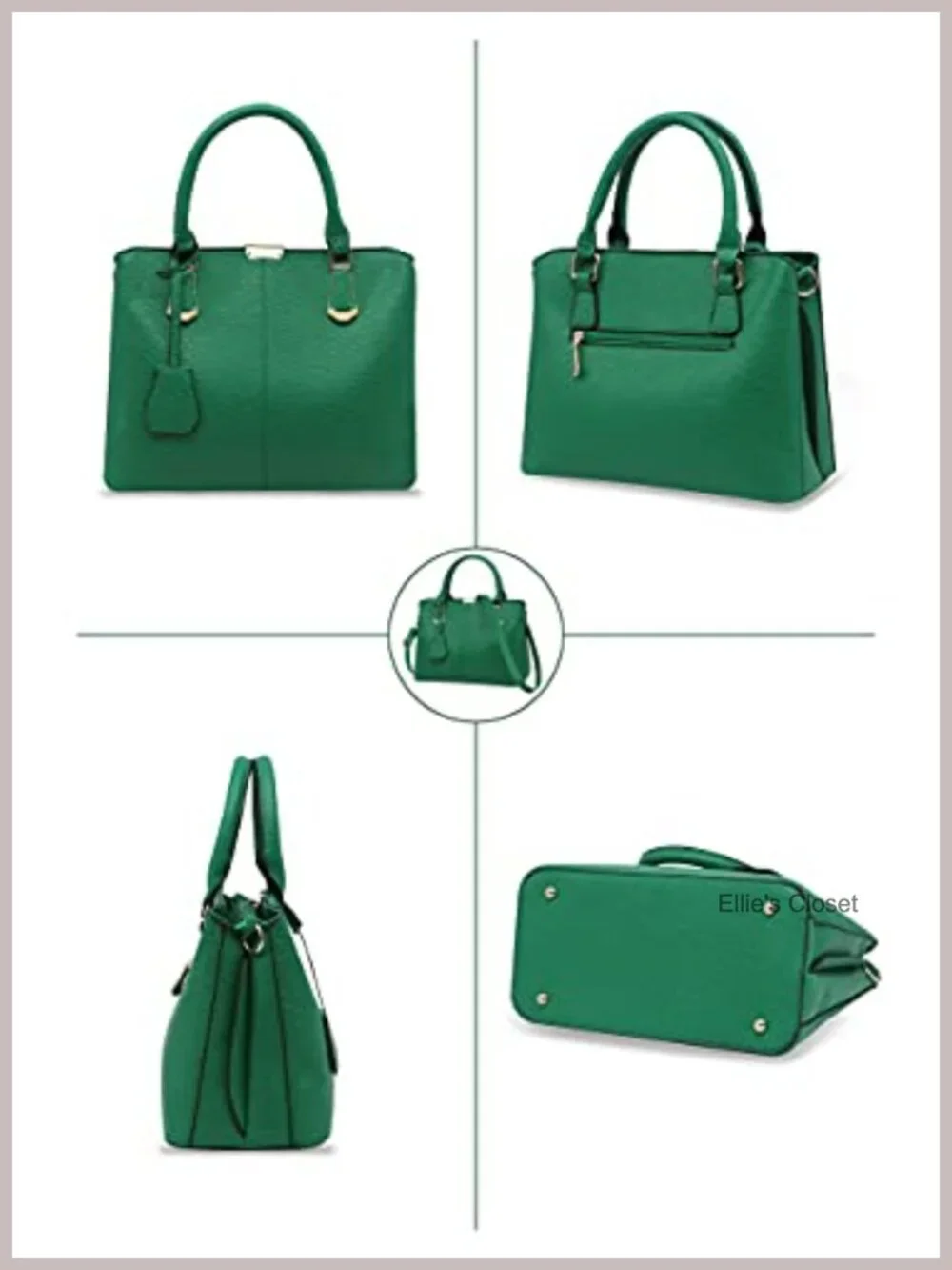 Faux Leather Satchel Handbag Top Handle Shoulder Tote Work Bag